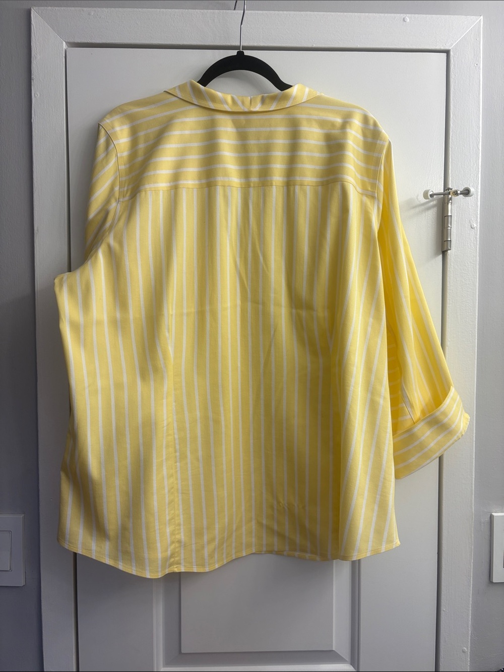 Foxcroft Yellow and White Striped Button-Down Shirt - Picture 5 of 5